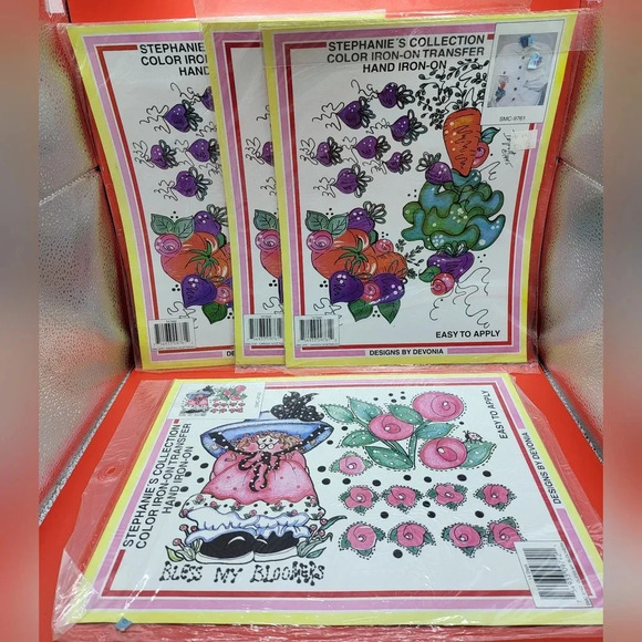 Vtg Stephanie's Collection Color Iron-On Transfer Lot Vegetables Flowers-sealed - Picture 1 of 2